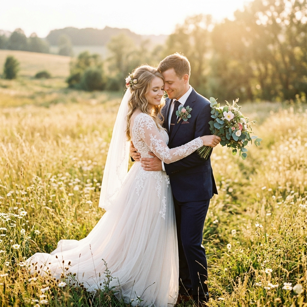 Wedding Couple Embracing